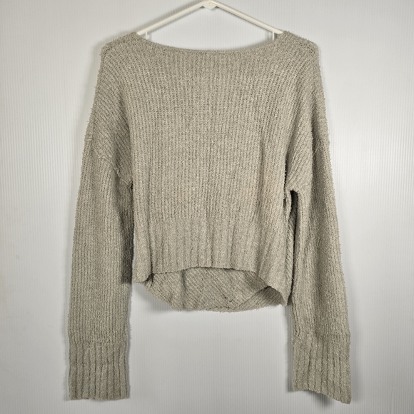 Free People Women's Sensual Faux Wrap Gray Sweater Oversized Long Sleeve XS Cozy - Picture 5 of 13